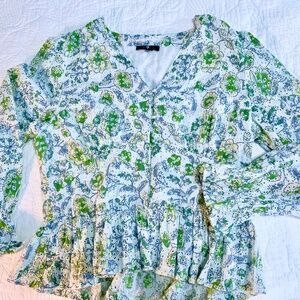 7 For All Mankind Blouse with Ruffled Cuff & Hem